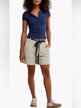 Free People Baby Blue Pinstriped Short, Various Sizes NWT